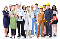An ecclectic group of people with various professions An image containing an ecclectic group of people with various professions, dressed accordingly but all with the common need for Labour Medicine