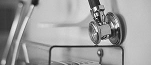 Close-up of a locator and hearing device of a stethoscope Close-up of a locator and hearing device of a stethoscope